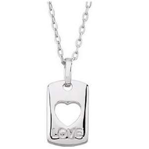 Jewelry Locker Child or Teen Pierced Heart Tag Necklace with CZs (16 