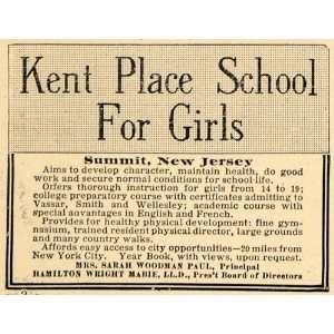  1909 Ad Kent Place School Summit Woodman Paul Mabie 