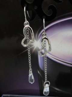 Korean White Rhinestones Crystal Heart Dangle Earrings JE244 On Sale 