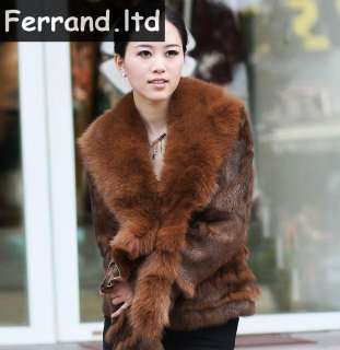   Rabbit Fur Coat/Jacket/Vest with Long Fox Collar Series CT22  