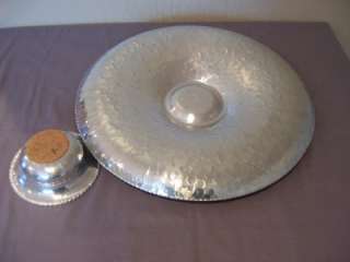 Chip and Dip Platter and Bowl Set 2pc Crudite Hammered Aluminum RODNEY 