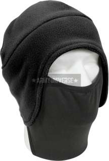 Black Convertible Fleece Beanie Cap & Polyester Face Winter Mask (Item 
