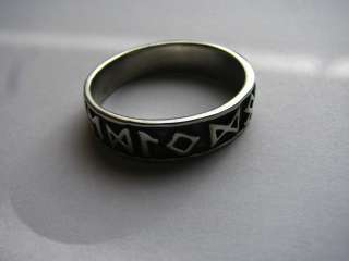 RUNIC RING Pewter Wicca Pagan Runes Magick MENS SIZE 14  