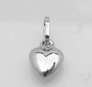 Puffed Shiny Heart Charm Pendant 925 Sterling Silver  