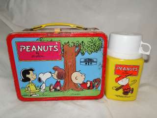   Peanuts  Snoopy 70s Metal Lunch Box and Thermos Container  