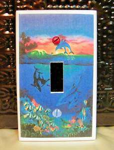 SUNSET BEACH DOLPHINS & ORCA WHALES LIGHT SWITCH PLATE  