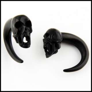 Pair of Vampire SkulL HORN Ear Plugs Gauges (PICK SIZE)  