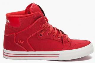 Supra Vaider Red Canvas Hightop Skate Shoes  