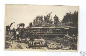REAL PHOTO TRAIN WRECK THINK IT IS BELFAST MAINE CRANE  