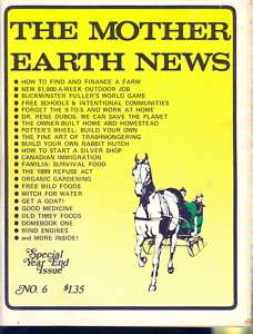 1970 The Mother Earth News Magazine #6 Horse & Sleigh  