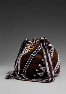 WAYUU TAYA Hand Woven Bucket Bag in Brown  