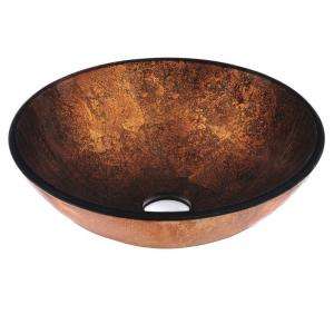   Round Tempered Glass Vessel Sink in Browns VG07505 at The Home Depot
