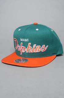 Mitchell & Ness The Miami Dolphins Script 2Tone Snapback Cap in Green 