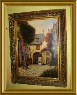 ANTIQUE FRENCH SIGNED XAVIER SAGER LARGE OIL PAINTING.  