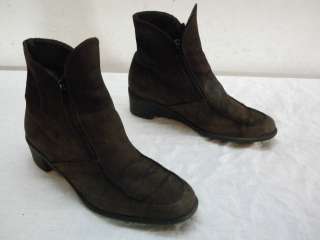   ARCHE Brown Suede Wedge Ankle Boots Double Side Tongue Zip  