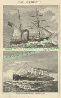 Dampfschiff Deutschland Hapag Dampfer    Druck von 1901  