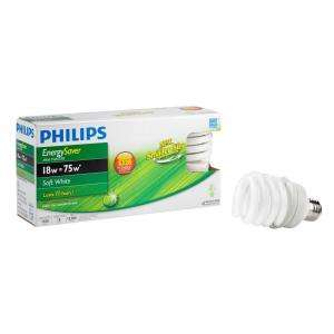 Philips 18 Watt (75W)CFL Energy Saver Soft White Light Bulb (4 Pack 