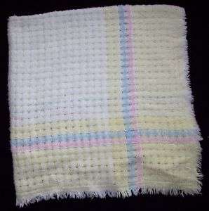 Churchill Weavers Handwoven White Pastel Baby Blanket  