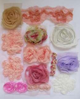 Lots of MIX Pastel Color 3 D Chiffon Roses Trims(12 styles) BT064 04 