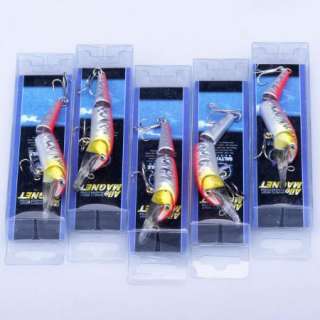  5x 100mm Red Color Jointed Crankbait Fishing Lure Tackle 