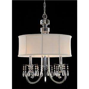 WHITE DRUM SHADE CRYSTAL CHANDELIER LIGHT CEILING PENDANT FIXTURE 