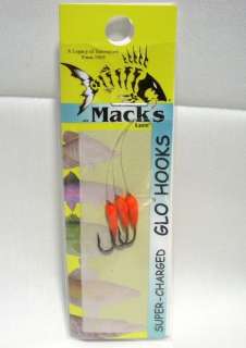 Package of 3 Macks Blood Red Super Charged Glow Glo Fishing Hooks Size 