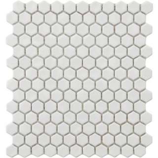 Merola TileMetro Hex Glossy White 12 in. x 10 7/8 in. Porcelain Mosaic 