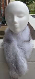 53848 New White Blue Fox fur headband scarf hat collar  