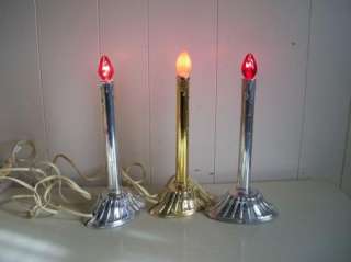 Lot of 3 Gold,Silver Window Christmas Candle Lights  