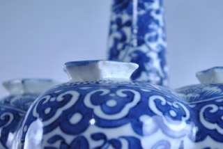   Antique Chinese Blue & White Porcelain Tulip Vase, Qing Dynasty  
