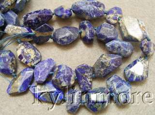 8SE07637a 10x20 12x26mm Lapis Faceted Nugget Beads 15  