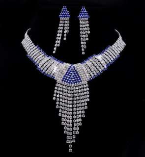 Chic Choker Wedding Necklace Earrings 1Set Czech Rhinestone Crystal 
