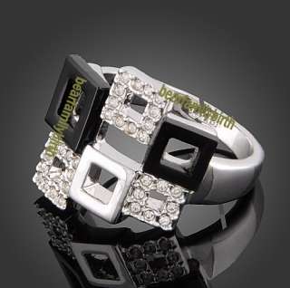 18k GoldGP Swarovski crystal modern pattern ring 1691#7  