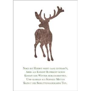 Edle Hirsch Grusskarte mit Herbst/ Winter Gedicht: .de: Küche 