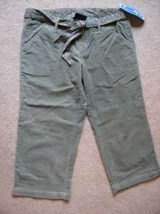 Womens Green Corduroy OP Capri Pants New 34 X 20 9  