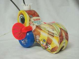 Fisher Price Vintage Queen Buzzy Bee Pull Toy 1962  