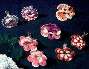 Vintage Crochet Flower Earring Pattern 4 Different  