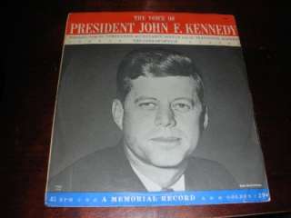 FOR SALE THE VOICE OF PRESIDENT JOHN F KENNEDY   45 RPM RECORD 