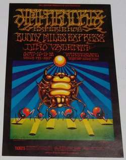JIMI HENDRIX 1968 Concert Poster BG 140 Signed Rick Griffin & Moscoso 