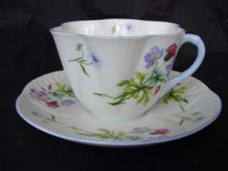Rare SHELLEY Dainty WILD FLOWER AND BLUE ROCK 2328 TEA FOR TWO SET inc 