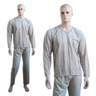 Herren Schlafanzug Pyjama Zweiteiler lang 2 tlg mit V Ausschnitt 