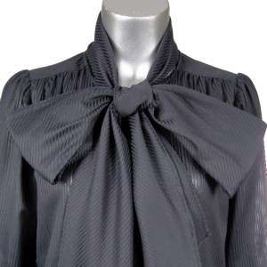 Farinaz Taghavi Womens Stripe 3/4 Sleeve Button Front Tie Neck 