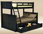 NEW COTTAGE BLACK SOLID BIRCH WOOD TWIN FULL BUNK BED