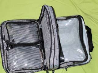 Thirty One~DOUBLE ZIP COSMETIC BAG~Grey Quilted Poppy~NEW~HTF!!  