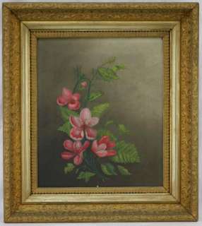 Antique Floral Oil Painting On Canvas Ornate Gilt Frame BEAUTIFUL 