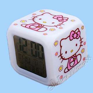 Hello kitty LED Change 7 Color Digital Alarm Clock NEW  