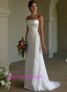   elegant A Line Strapless Chiffon white ivory wedding dress lace up