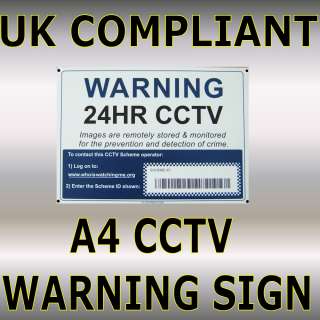 UK DATA COMPLIANT A4 CCTV CAMERA SECURITY SYSTEM WARNING SIGN DIY 