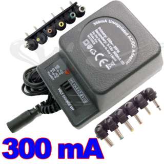 Universal AC DC 3 Pin UK Mains Power Plug Adaptor 300mA 3v 4.5v 6v 7 