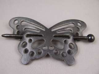 Butterfly faux leather slide hair pin stick barrette  